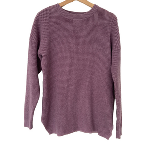 KERSH LAVENDER PURPLE CREW NECK MERINO WOOL COTTON TENCEL BLEND SWEATER, LARGE